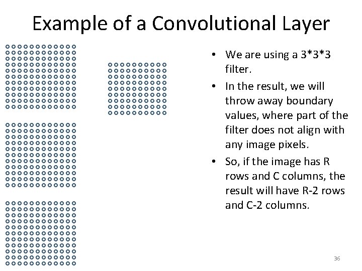 Example of a Convolutional Layer • We are using a 3*3*3 filter. • In