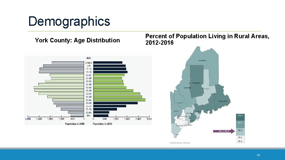 Demographics York County: Age Distribution Percent of Population Living in Rural Areas, 2012 -2016