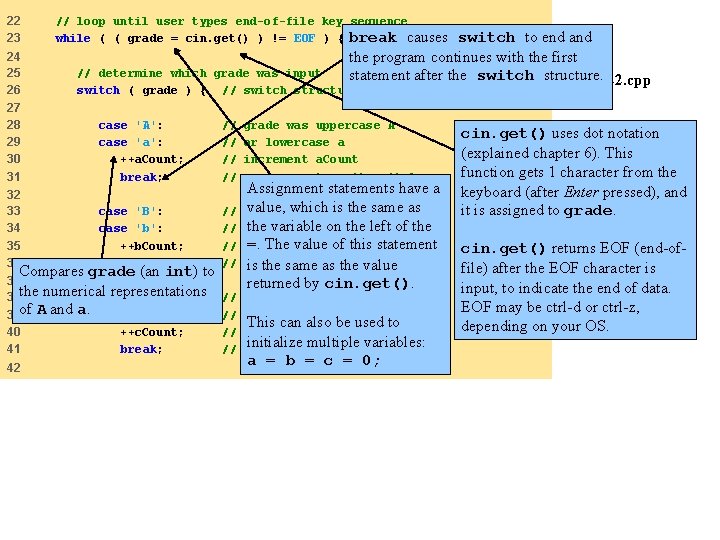 22 23 // loop until user types end-of-file key sequence while ( ( grade