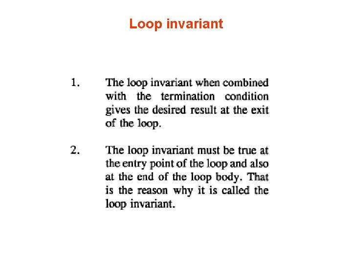 Loop invariant 