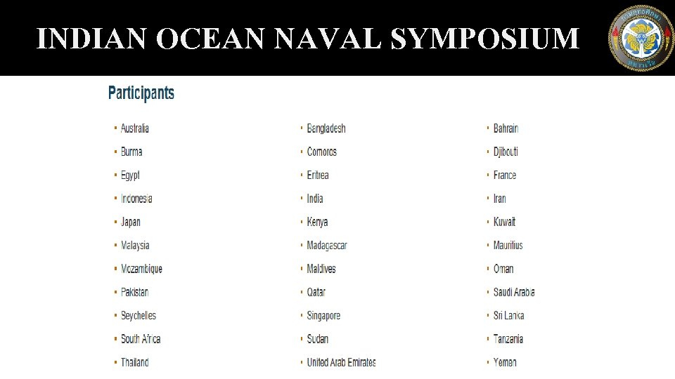 INDIAN OCEAN NAVAL SYMPOSIUM 