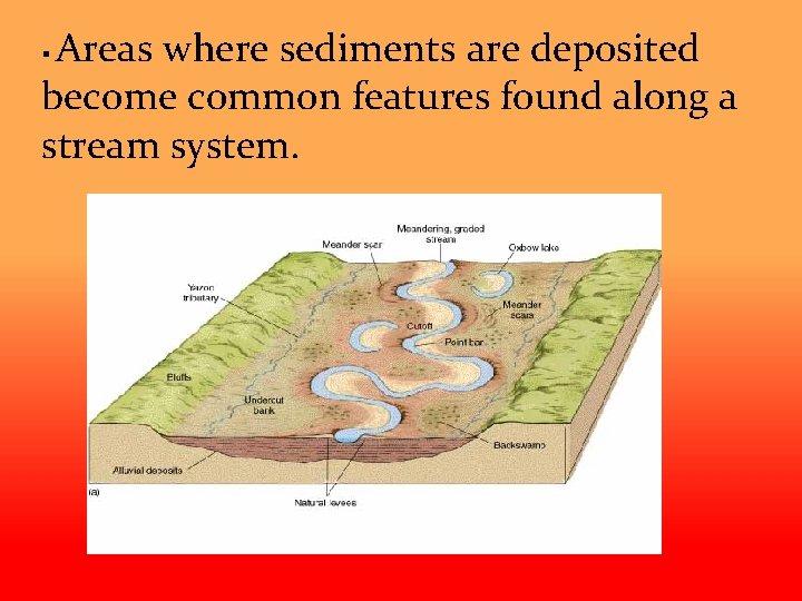 Areas where sediments are deposited become common features found along a stream system. §