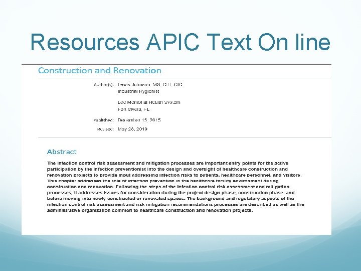 Resources APIC Text On line 