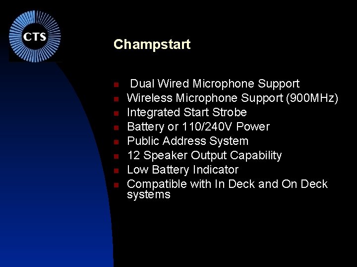 Champstart Dual Wired Microphone Support Wireless Microphone Support (900 MHz) Integrated Start Strobe Battery