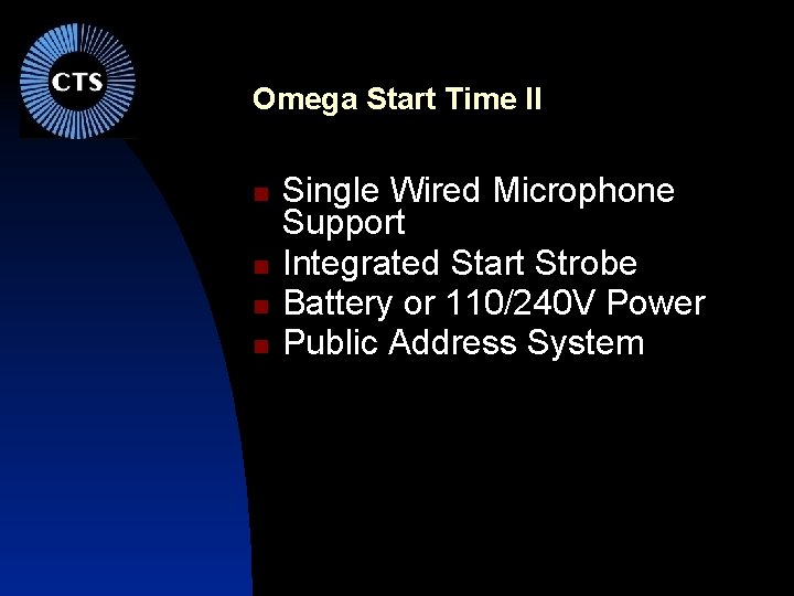 Omega Start Time II Single Wired Microphone Support Integrated Start Strobe Battery or 110/240