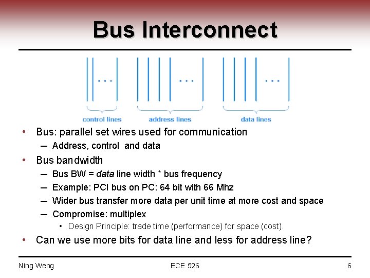 Bus Interconnect • Bus: parallel set wires used for communication ─ Address, control and