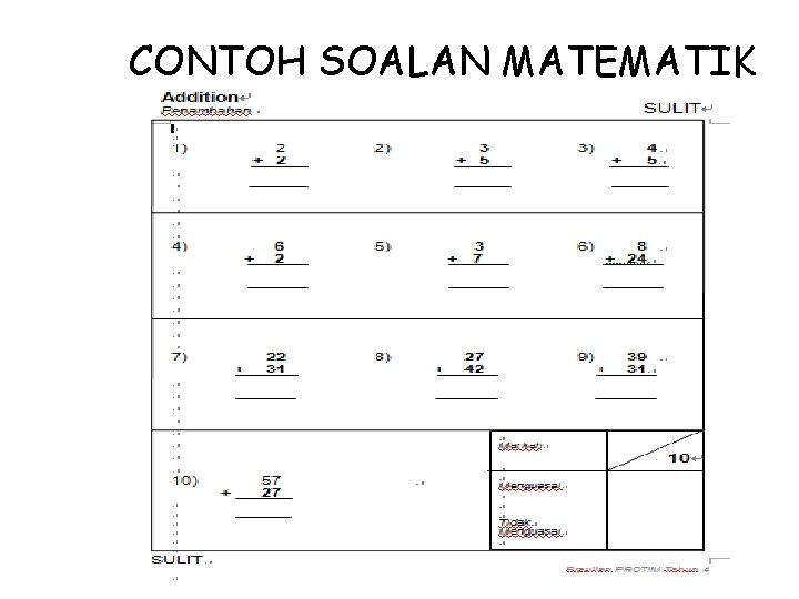 CONTOH SOALAN MATEMATIK 