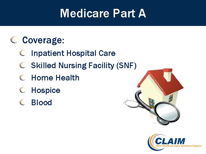 Medicare Part A Coverage: Inpatient Hospital Care Skilled Nursing Facility (SNF) Home Health Hospice