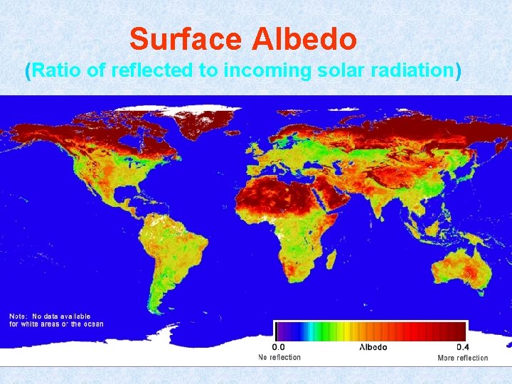 Surface Albedo (Ratio of reflected to incoming solar radiation) 