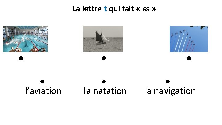 La lettre t qui fait « ss » ● ● ● l’aviation la natation