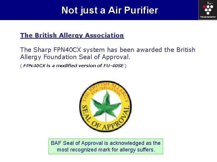 Not just a Air Purifier The British Allergy Association The Sharp FPN 40 CX