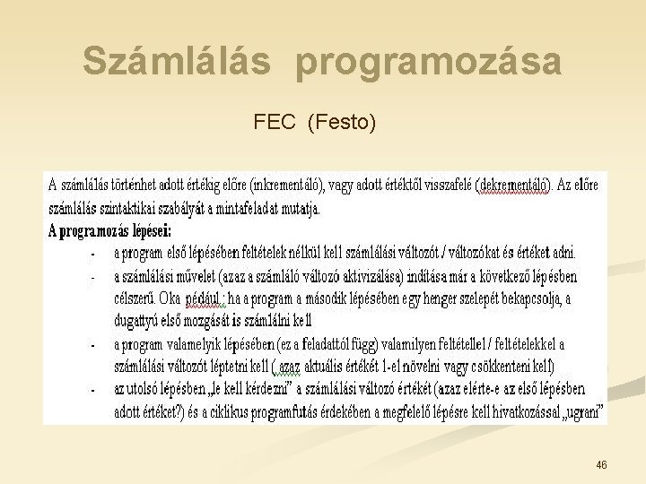 Számlálás programozása FEC (Festo) 46 