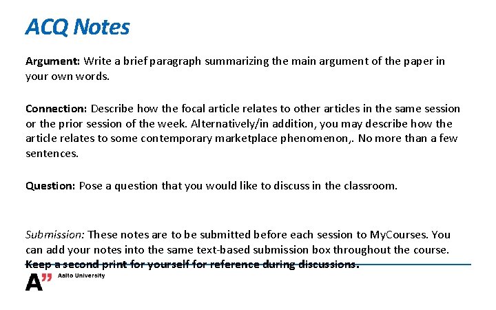 ACQ Notes Argument: Write a brief paragraph summarizing the main argument of the paper ACQ Notes Argument: Write a brief paragraph summarizing the main argument of the paper
