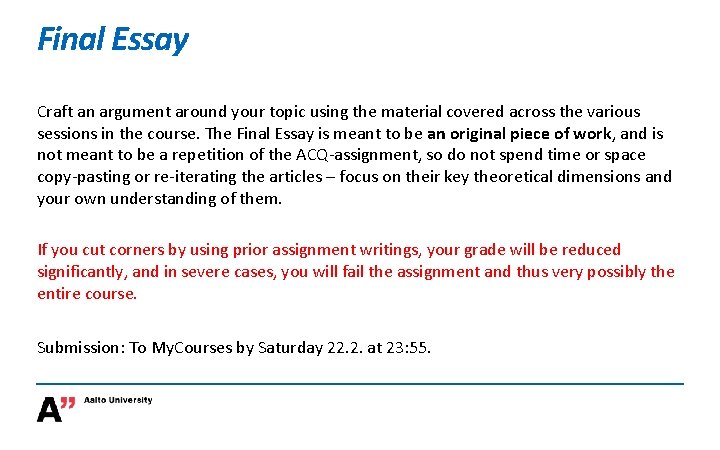 Final Essay Craft an argument around your topic using the material covered across the Final Essay Craft an argument around your topic using the material covered across the