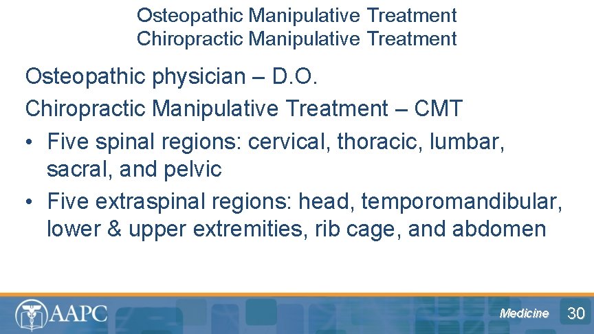 Osteopathic Manipulative Treatment Chiropractic Manipulative Treatment Osteopathic physician – D. O. Chiropractic Manipulative Treatment
