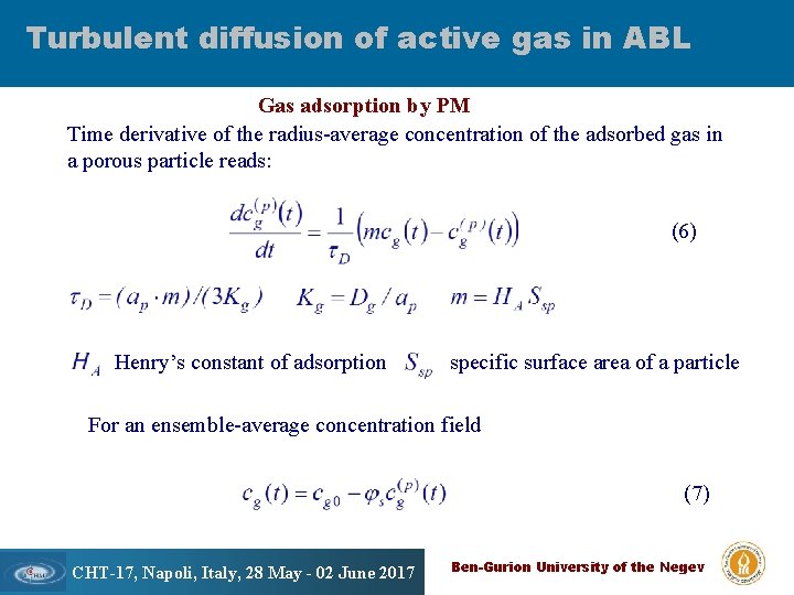 Turbulent diffusion of active gas in ABL Gas adsorption by PM Scavenging of air
