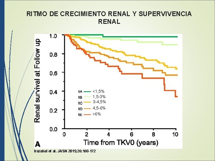 RITMO DE CRECIMIENTO RENAL Y SUPERVIVENCIA RENAL <1, 5% 1, 5 -3% 3 -4,