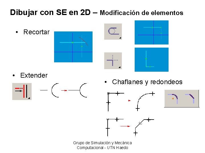 Dibujar con SE en 2 D – Modificación de elementos • Recortar • Extender