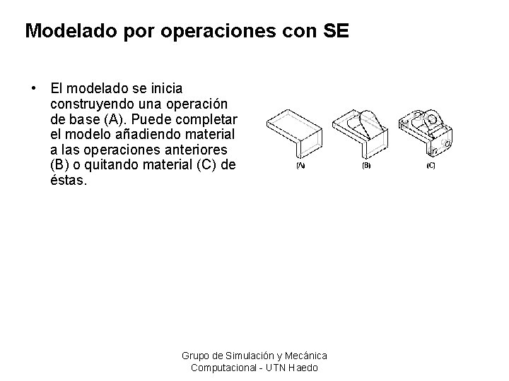 Modelado por operaciones con SE • El modelado se inicia construyendo una operación de