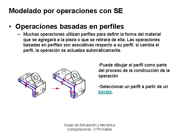 Modelado por operaciones con SE • Operaciones basadas en perfiles – Muchas operaciones utilizan