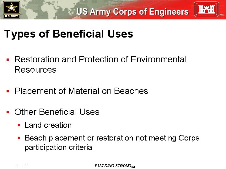 Types of Beneficial Uses § Restoration and Protection of Environmental Resources § Placement of