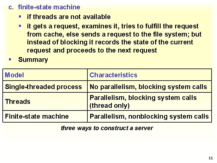 c. finite-state machine § if threads are not available § it gets a request,