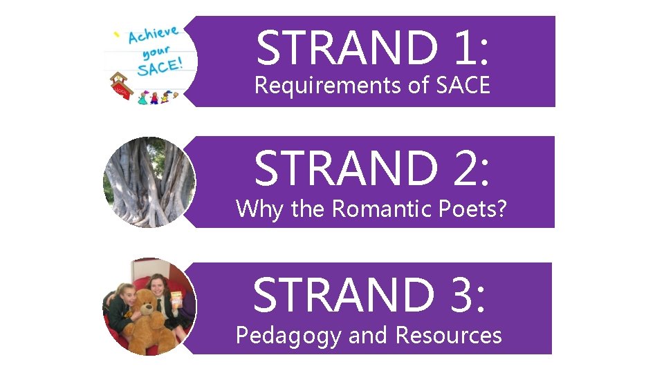 STRAND 1: Requirements of SACE STRAND 2: Why the Romantic Poets? STRAND 3: Pedagogy