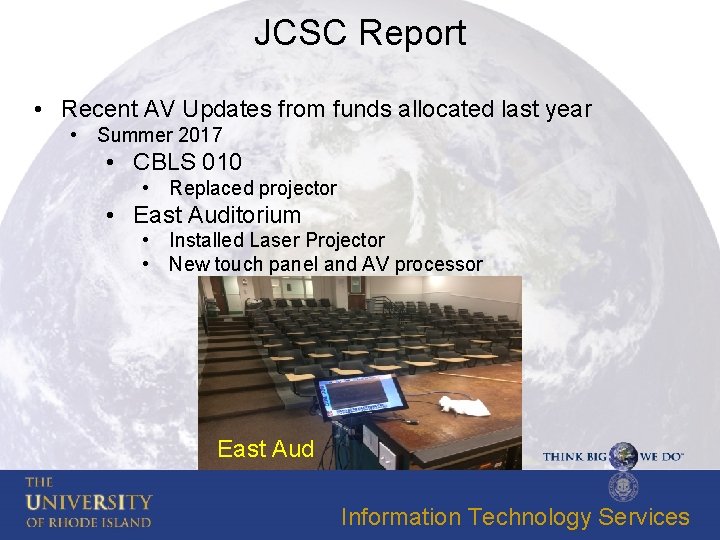 JCSC Report • Recent AV Updates from funds allocated last year • Summer 2017