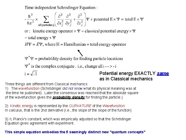 Potential energy EXACTLY same as in Classical mechanics Three things are different from Classical