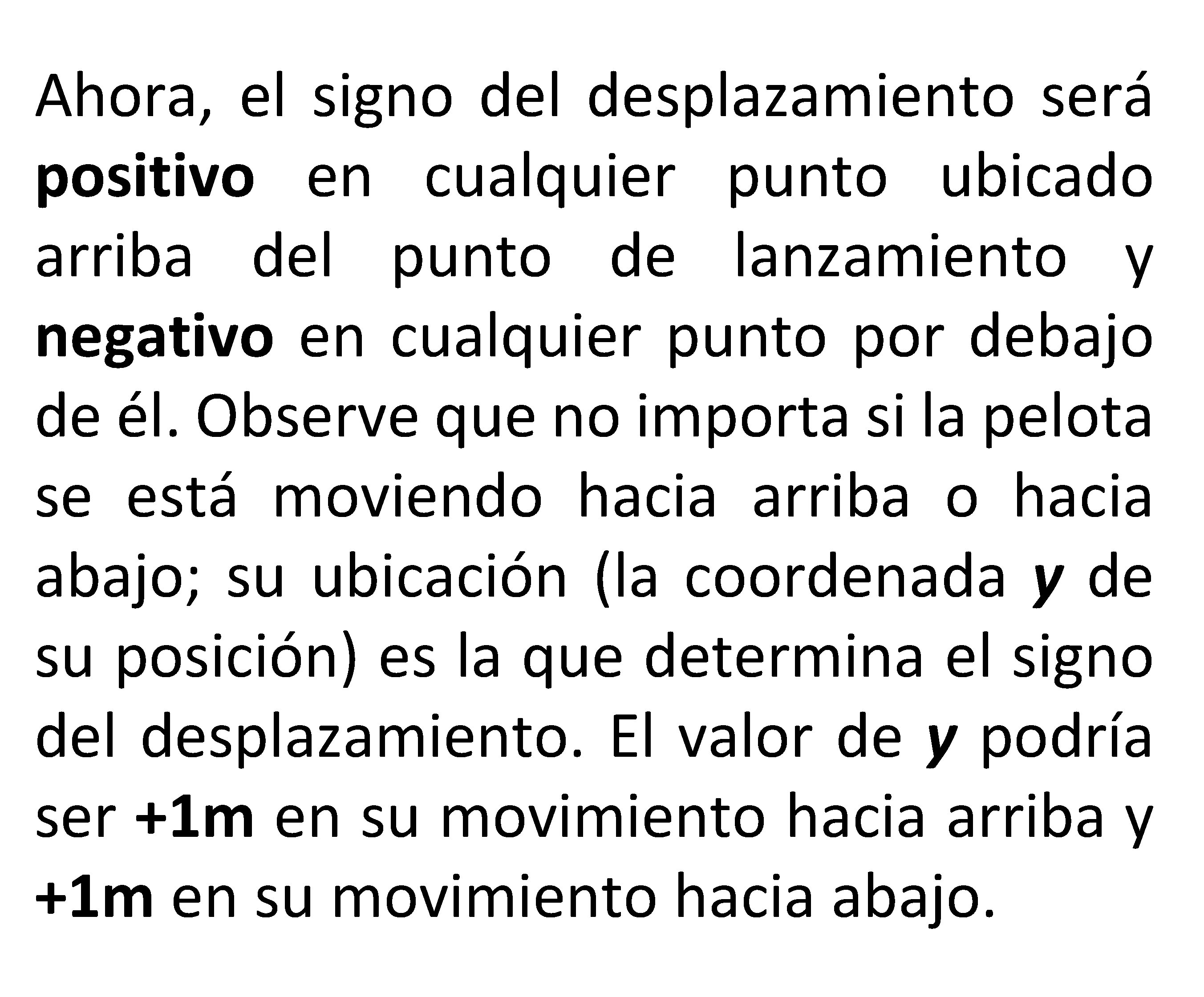 Ahora, el signo del desplazamiento será positivo en cualquier punto ubicado arriba del punto