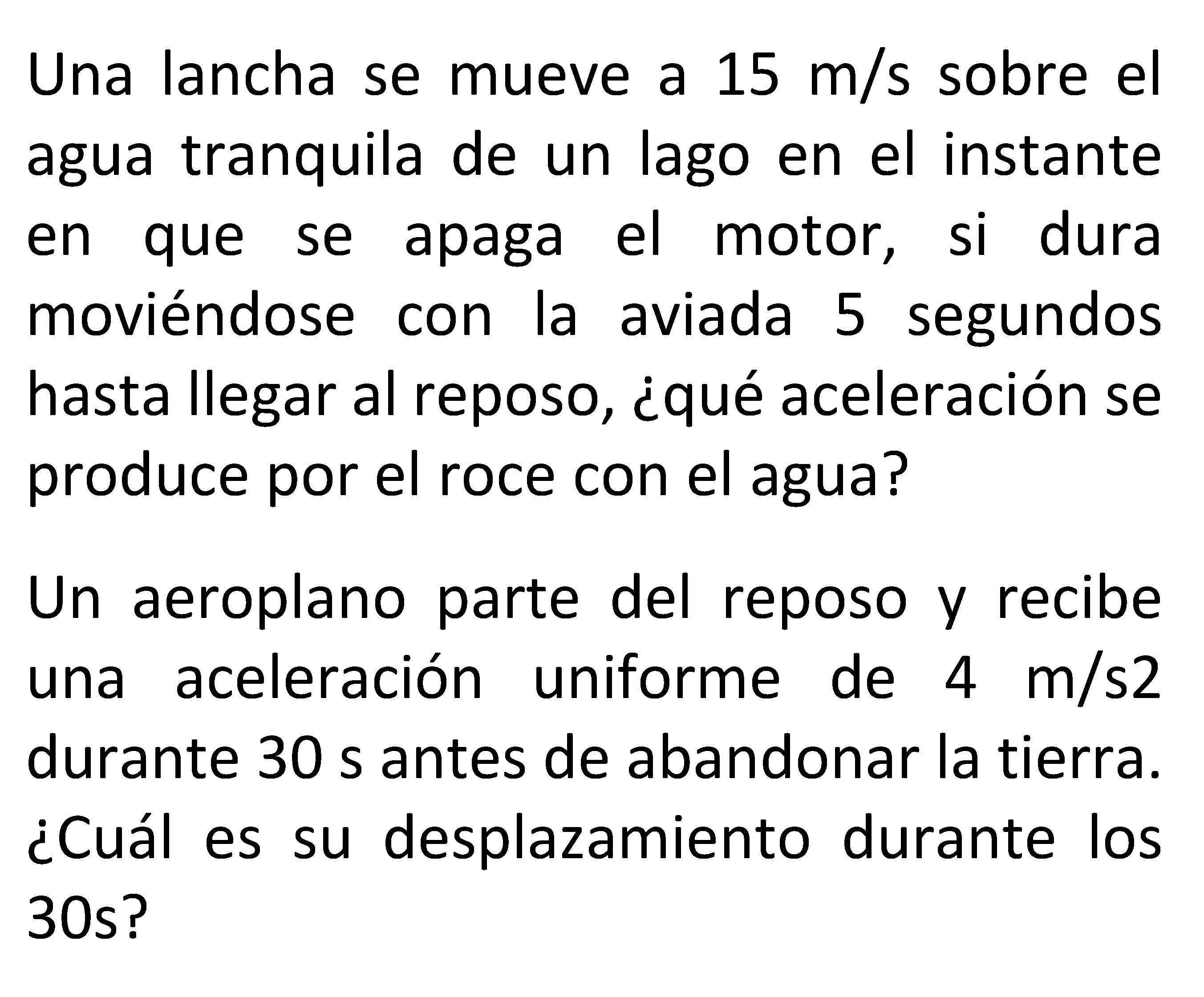 Una lancha se mueve a 15 m/s sobre el agua tranquila de un lago