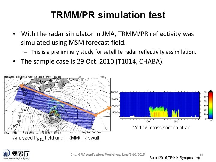 TRMM/PR simulation test • With the radar simulator in JMA, TRMM/PR reflectivity was simulated