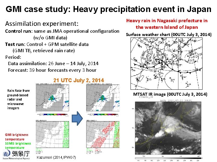 GMI case study: Heavy precipitation event in Japan Assimilation experiment: Control run: same as