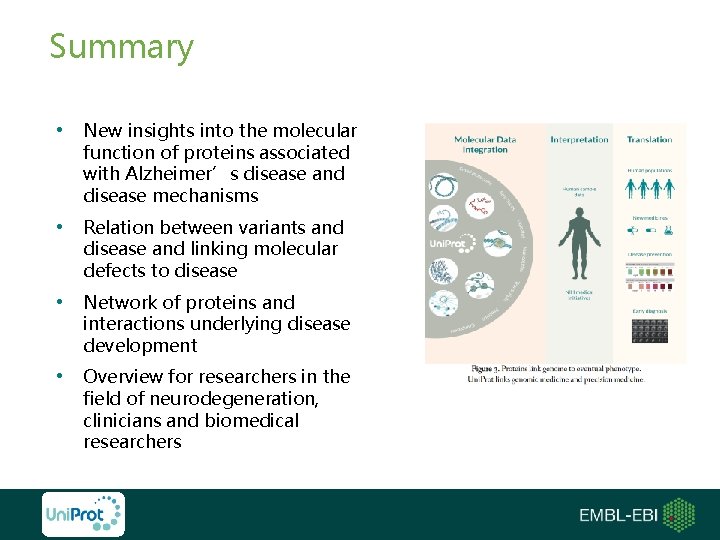 Summary • New insights into the molecular function of proteins associated with Alzheimer’s disease
