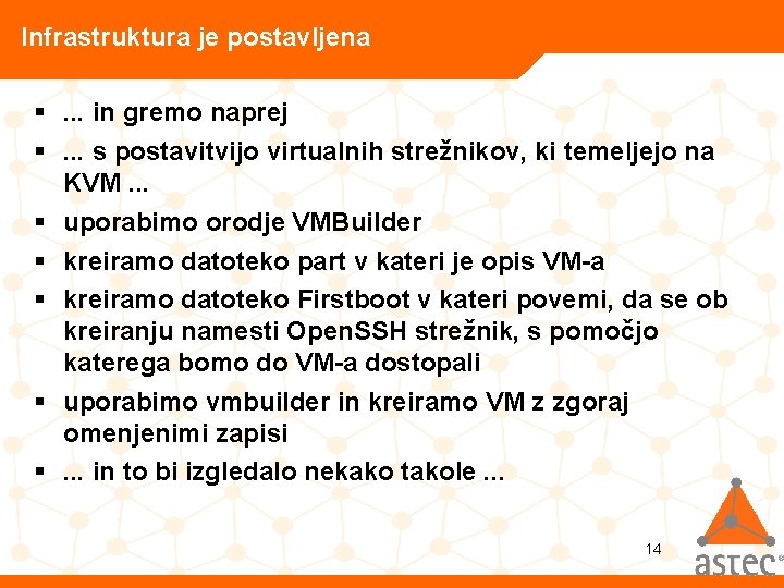 Infrastruktura je postavljena §. . . in gremo naprej §. . . s postavitvijo