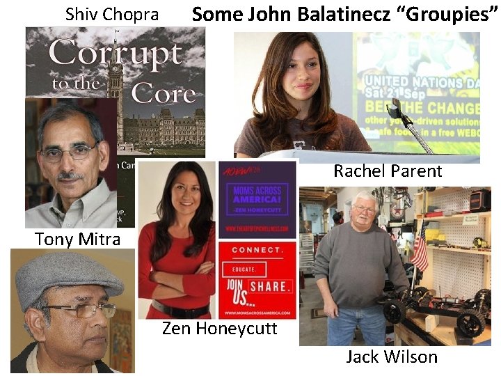 Shiv Chopra Some John Balatinecz “Groupies” Rachel Parent Tony Mitra Zen Honeycutt Jack Wilson
