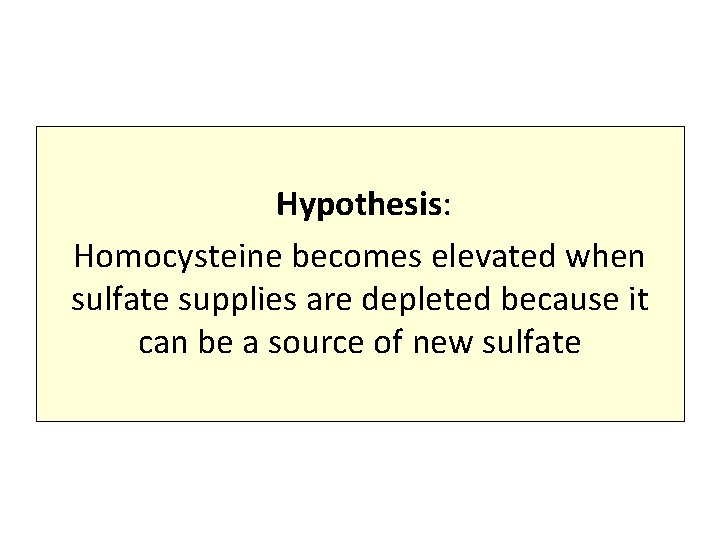 Hypothesis: Homocysteine becomes elevated when sulfate supplies are depleted because it can be a