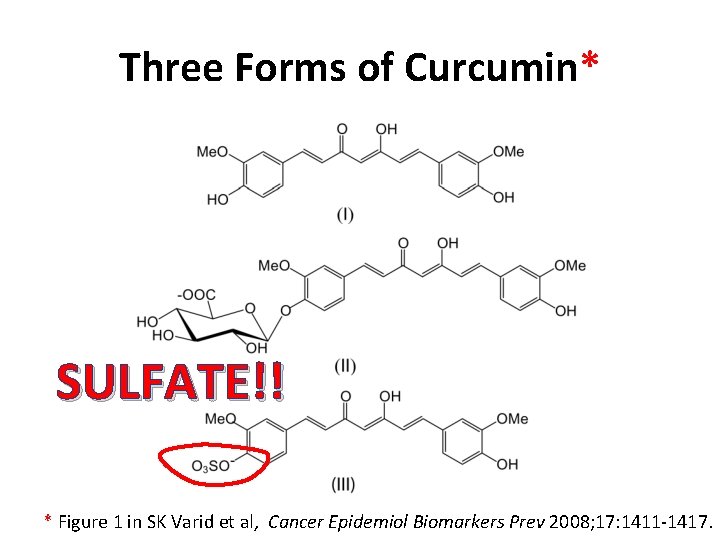 Three Forms of Curcumin* SULFATE!! * Figure 1 in SK Varid et al, Cancer