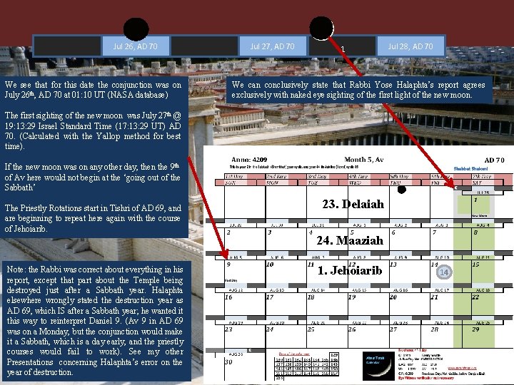 Jul 26, AD 70 We see that for this date the conjunction was on