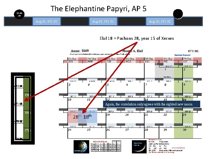15: 48 UT The Elephantine Papyri, AP 5 Aug 24, 471 BC Aug 25,
