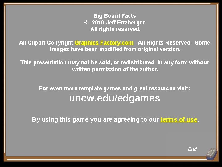 Big Board Facts © 2010 Jeff Ertzberger All rights reserved. All Clipart Copyright Graphics