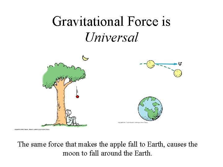 Gravitational Force is Universal The same force that makes the apple fall to Earth, Gravitational Force is Universal The same force that makes the apple fall to Earth,