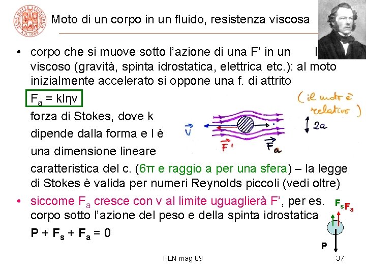 Moto di un corpo in un fluido, resistenza viscosa • corpo che si muove