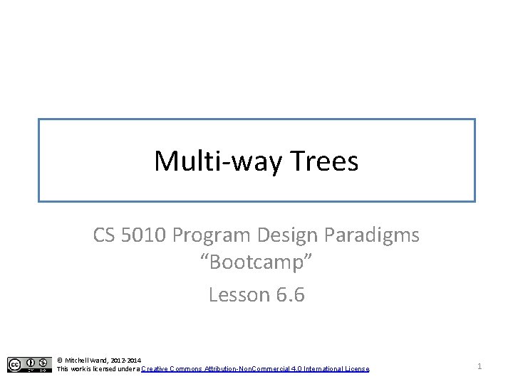 Multi-way Trees CS 5010 Program Design Paradigms “Bootcamp” Lesson 6. 6 © Mitchell Wand,