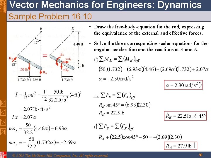 Seventh Edition Vector Mechanics for Engineers: Dynamics Sample Problem 16. 10 • Draw the Seventh Edition Vector Mechanics for Engineers: Dynamics Sample Problem 16. 10 • Draw the