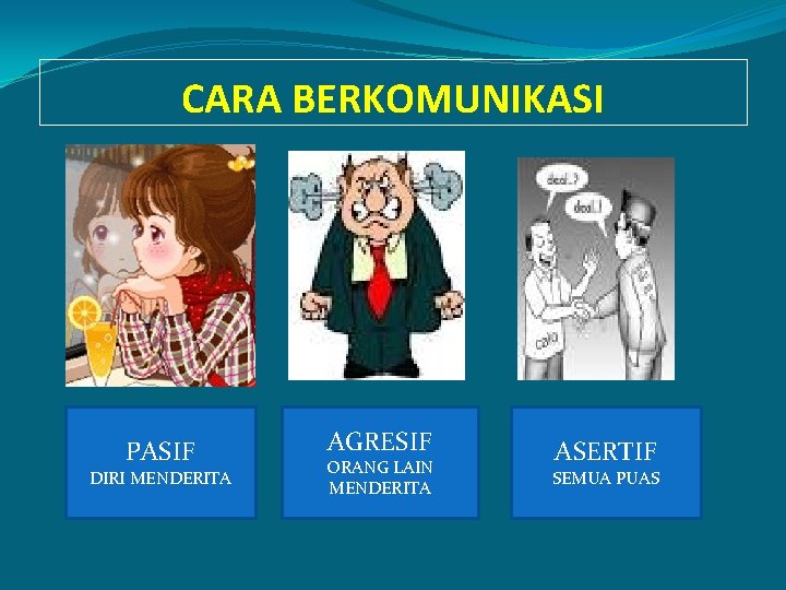 CARA BERKOMUNIKASI PASIF DIRI MENDERITA AGRESIF ORANG LAIN MENDERITA ASERTIF SEMUA PUAS 