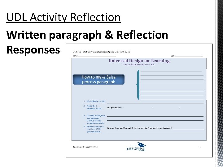 UDL Activity Reflection Written paragraph & Reflection Responses 