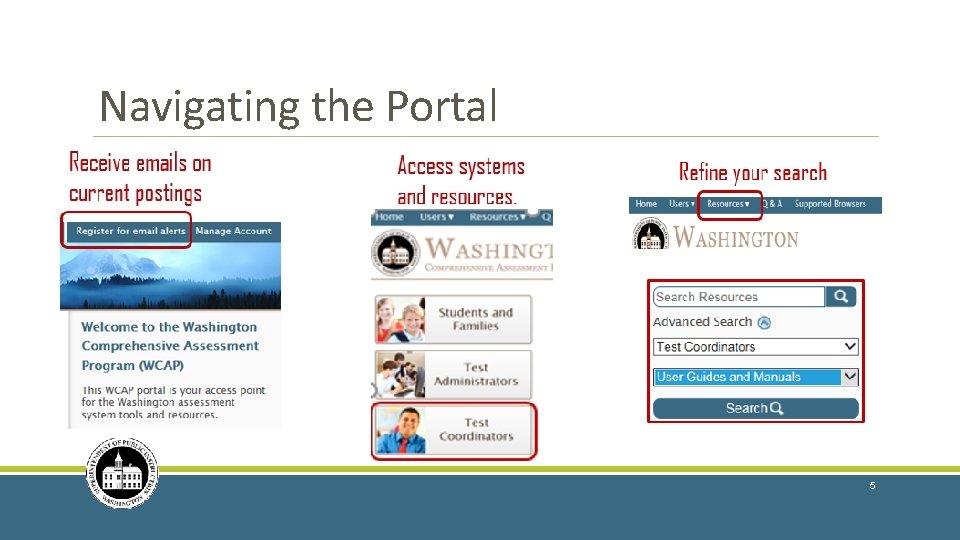 Navigating the Portal 5 Navigating the Portal 5