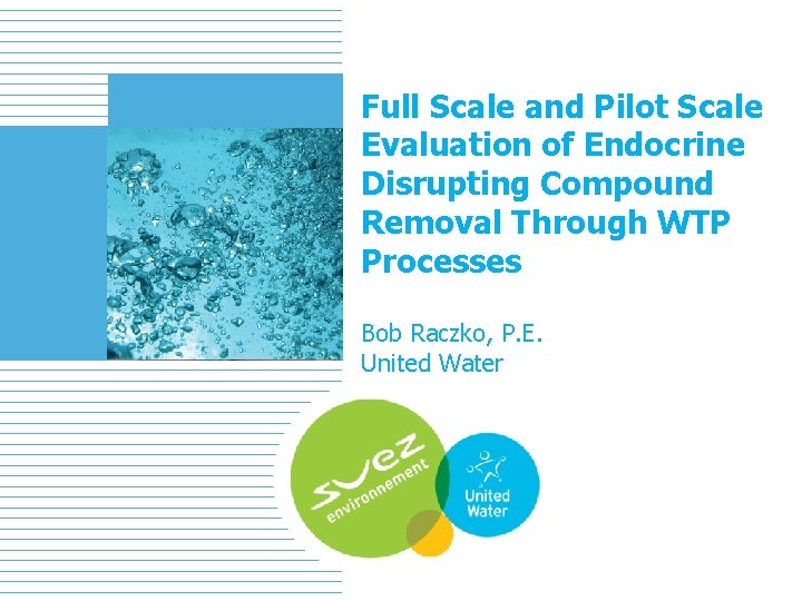 Full Scale and Pilot Scale Evaluation of Endocrine Disrupting Compound Removal Through WTP Processes