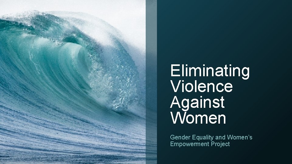Eliminating Violence Against Women Gender Equality and Women’s Empowerment Project 